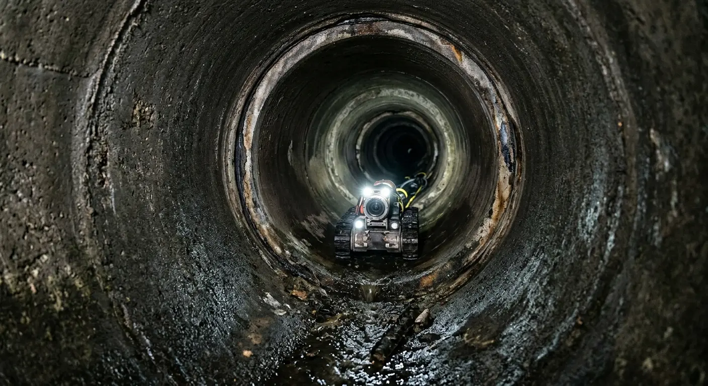 Robotic sewer camera inspecting pipe interior for Sewer Line Repair in Sea Cliff
